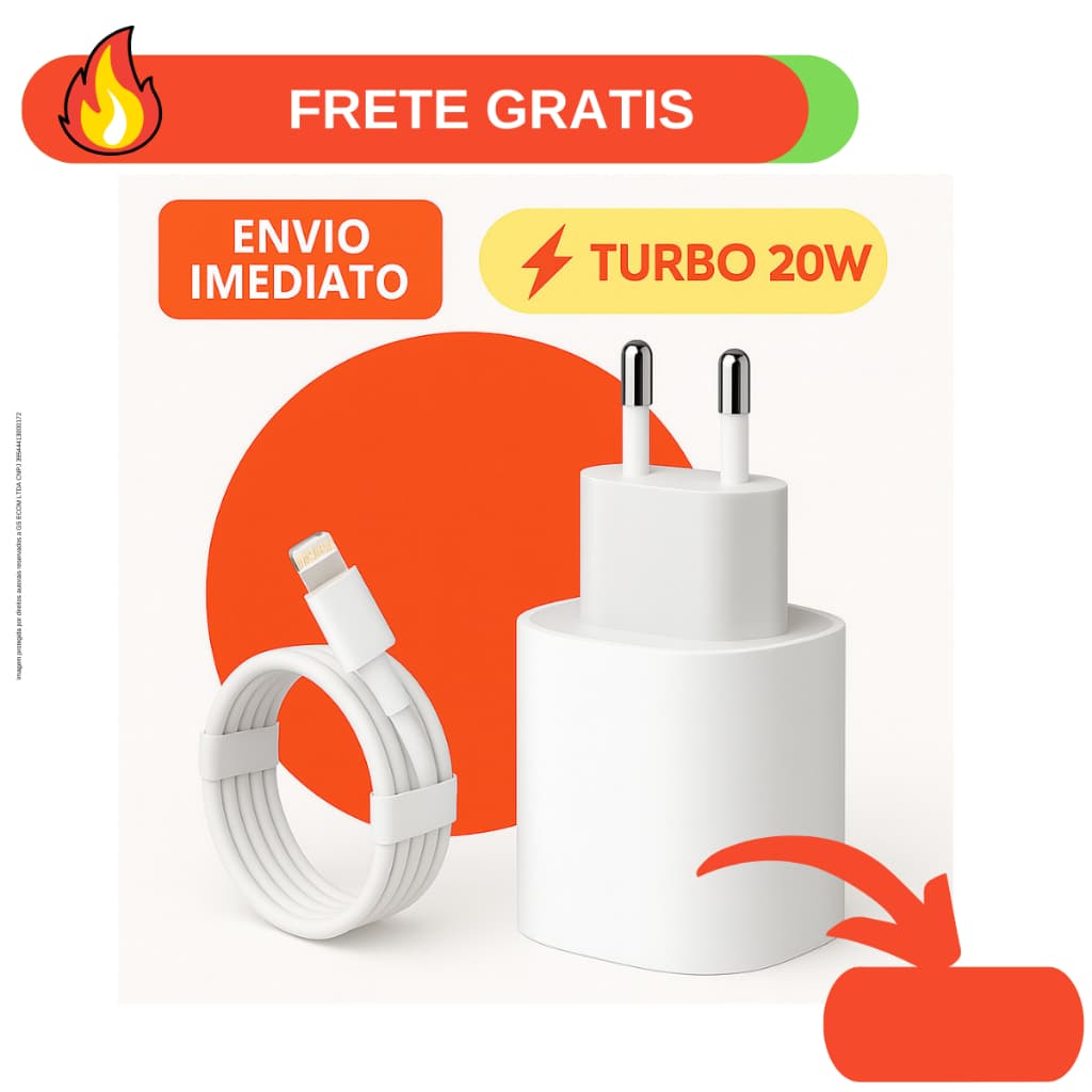 Kit Carregador Compativel De iPhone Fonte com Cabo Carregamento Rápido 1M PD 20w Entrega rápida
