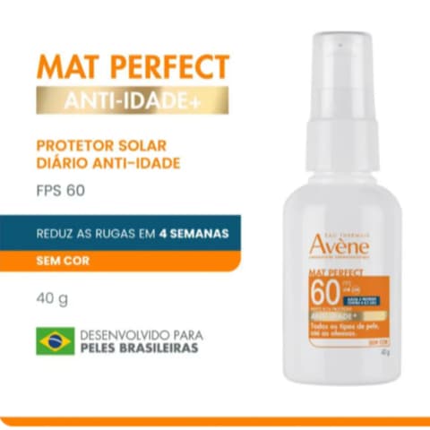 Protetor Solar Facial Avène Mat Perfect Anti-idade FPS 60 Sem Cor 40g