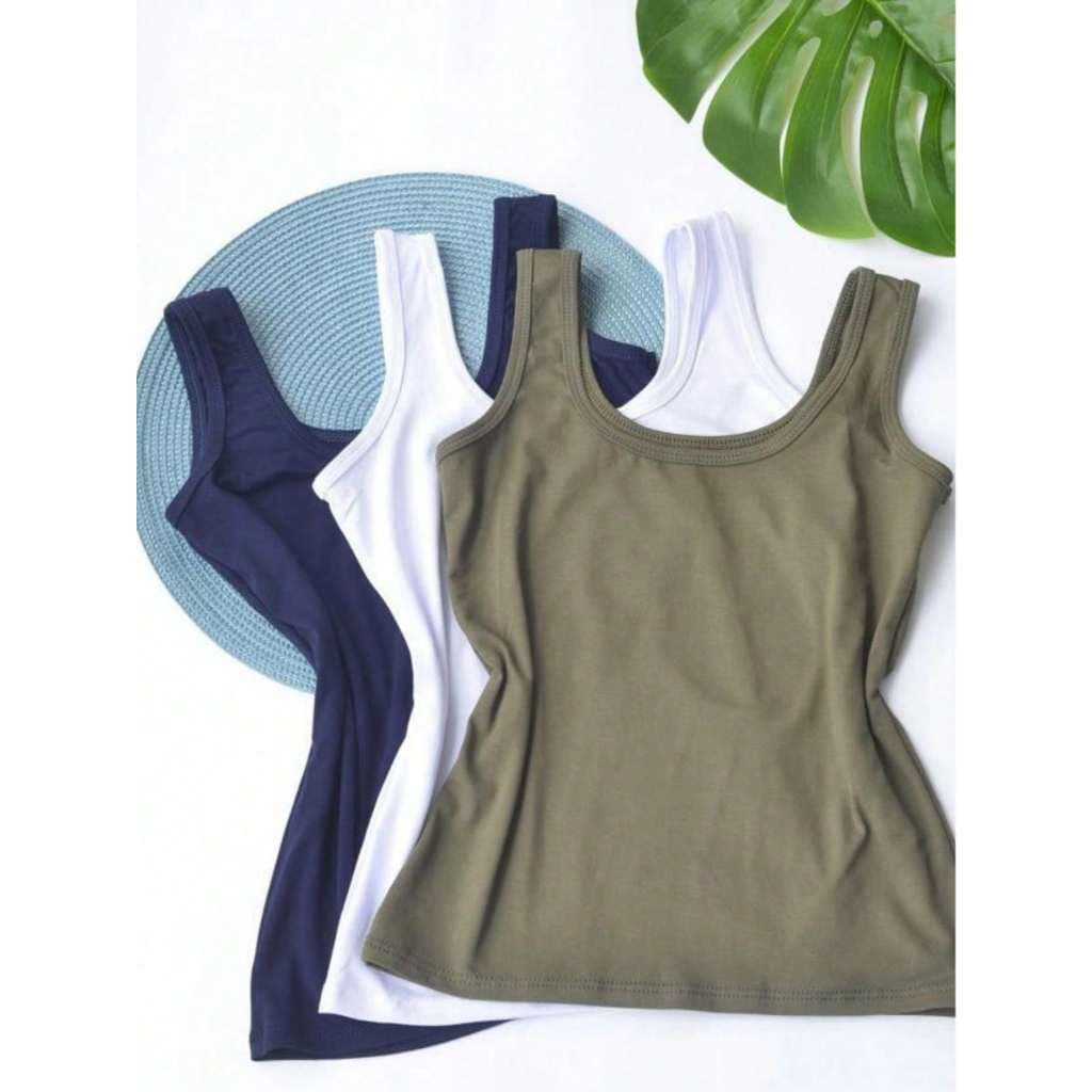 Kit 3 ou 2 Regata Feminina Alça Larga Lisa Casual Moda Praia Blusinha Feminina Diário Academia Fitness