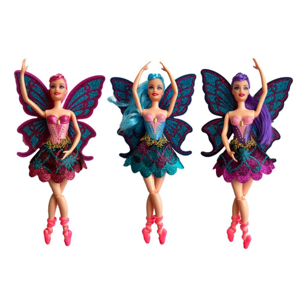 Boneca Bailarina com Asas Brilhantes Articulada