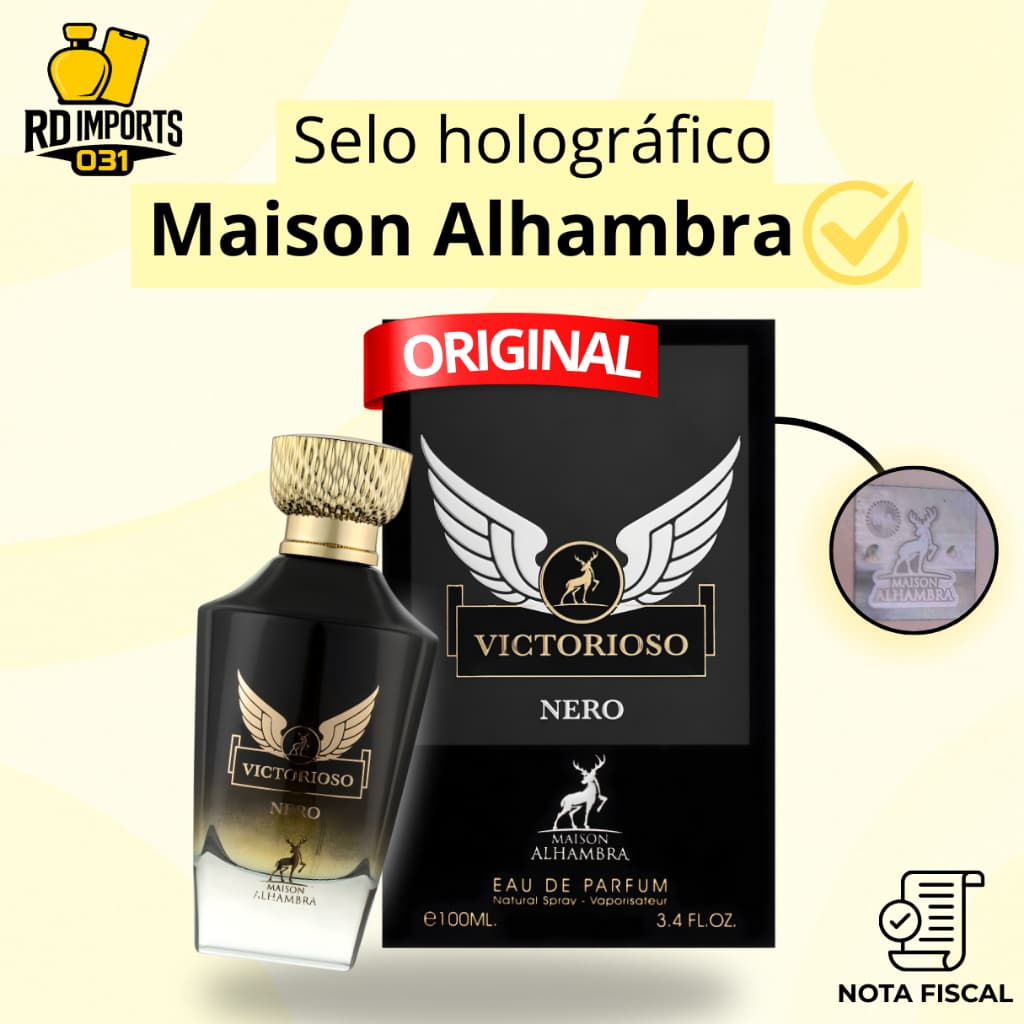 Perfume Árabe Victorioso Nero Maison Alhambra 100ml Masculino Original Importado Selo Holográfico