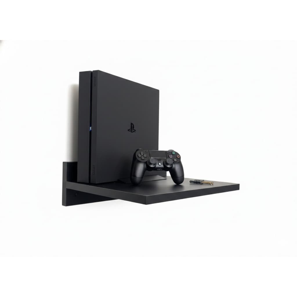 Suporte Parede Roteador Wifi Video Game Resistente Preto, Compatível Modem e Receptor, Prateleira Fixa Organizador emMDF
