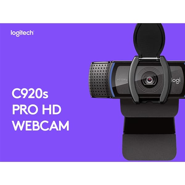 Webcam Full HD Logitech C920s com Microfone Embutido, Proteção de Privacidade, Widescreen 1080p
