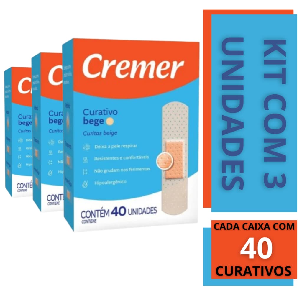 Curativo Transparente Cremer Hipoalergênico 40 Unidades Bandeide Band-aid Kit com 3 Caixas