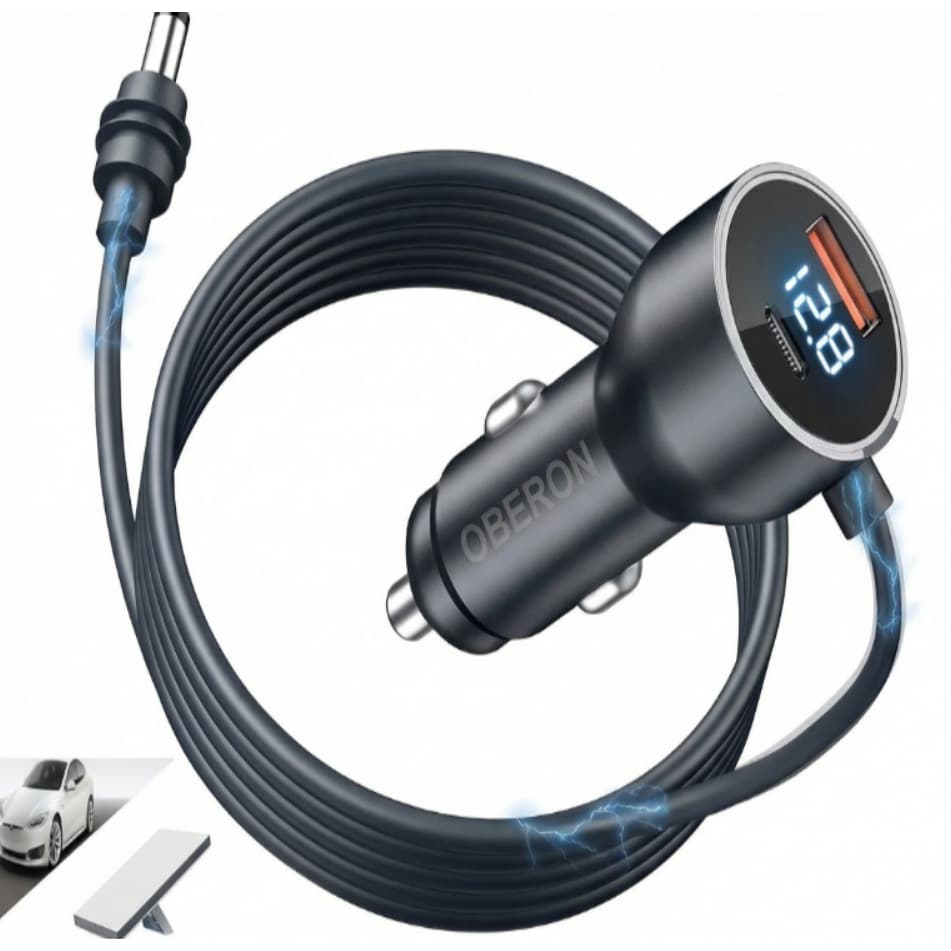 Cabo Carregador 3 Em 1 Veicular Starlink Mini Compativel Usb E Tipo-C 12v/24v Cinzero Suporta PD60w