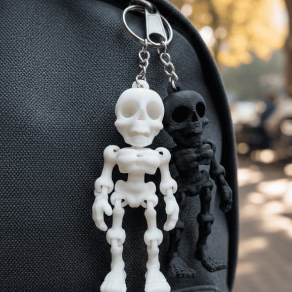 Chaveiro de Caveira Articulado Boneco Fidget Toy Decoração Geek Caveira halloween colorida