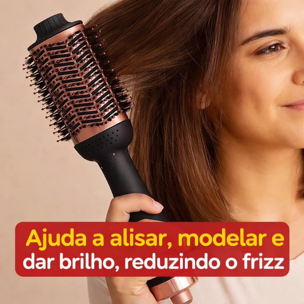 Escova Cabelo Profissional Bivolt 110v/220v 1300w Modeladora Alisadora Volume Brilho Secadora