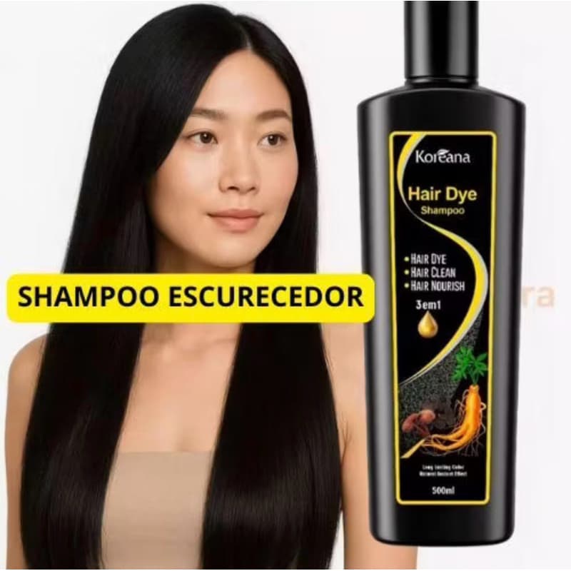 SHAMPOO ESCURECEDOR PRETO 500ML COBRE CABELOS BRANCOS NA HORA 3 EM 1 TONALIZANTE HIDRATANTE