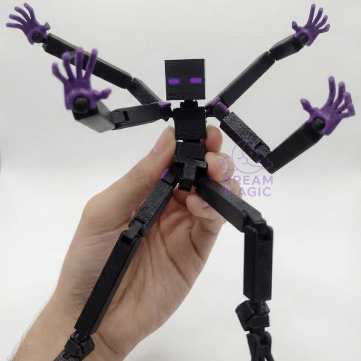 Boneco Articulado Criatura Shadow 4 Braços - Action Figure Black com Detalhes Roxos Decoração Geek Dummy