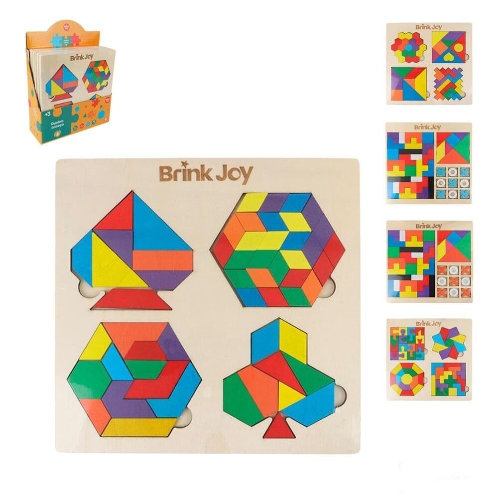 KIt com 2 un Tetris Quebra-Cabeça 3D Colorido Tangram De Madeira /Jogos Educativos /Brinquedo Educativo
