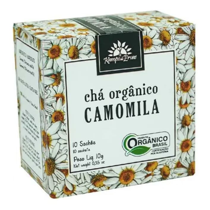 Camomila Chá Orgânico E Certificado Kampo De Ervas 10 Sachês
