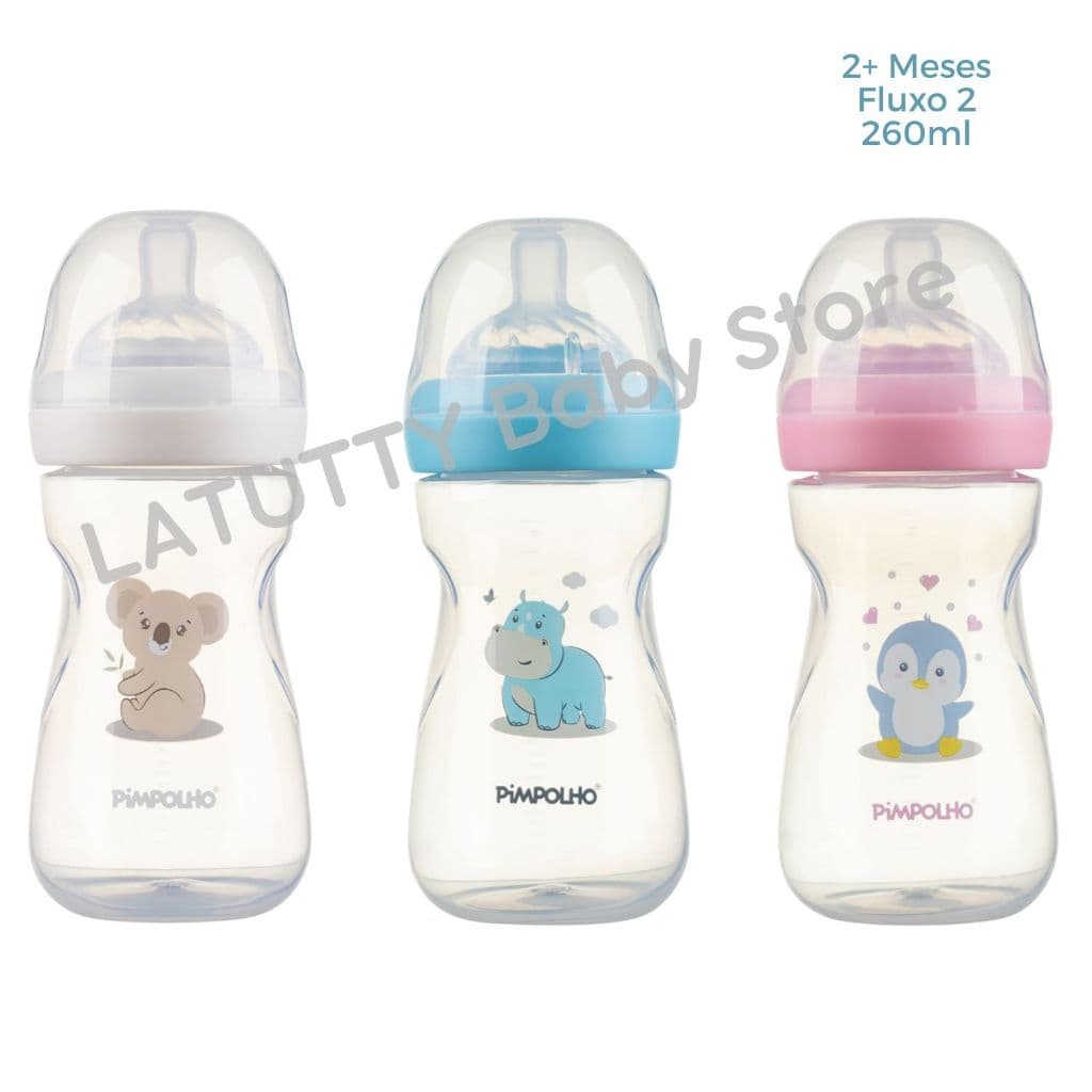 Mamadeira Bebê 2 Meses Pimpolho Serena Bico Silicone Branca Azul Rosa