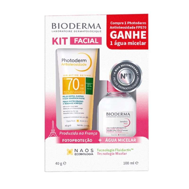Kit Bioderma Protetor Solar Fps 70 Photoderm + Água Micelar Sensibio Anti Idade, Oleosidade, Pele Seca, Mista, Oleosa