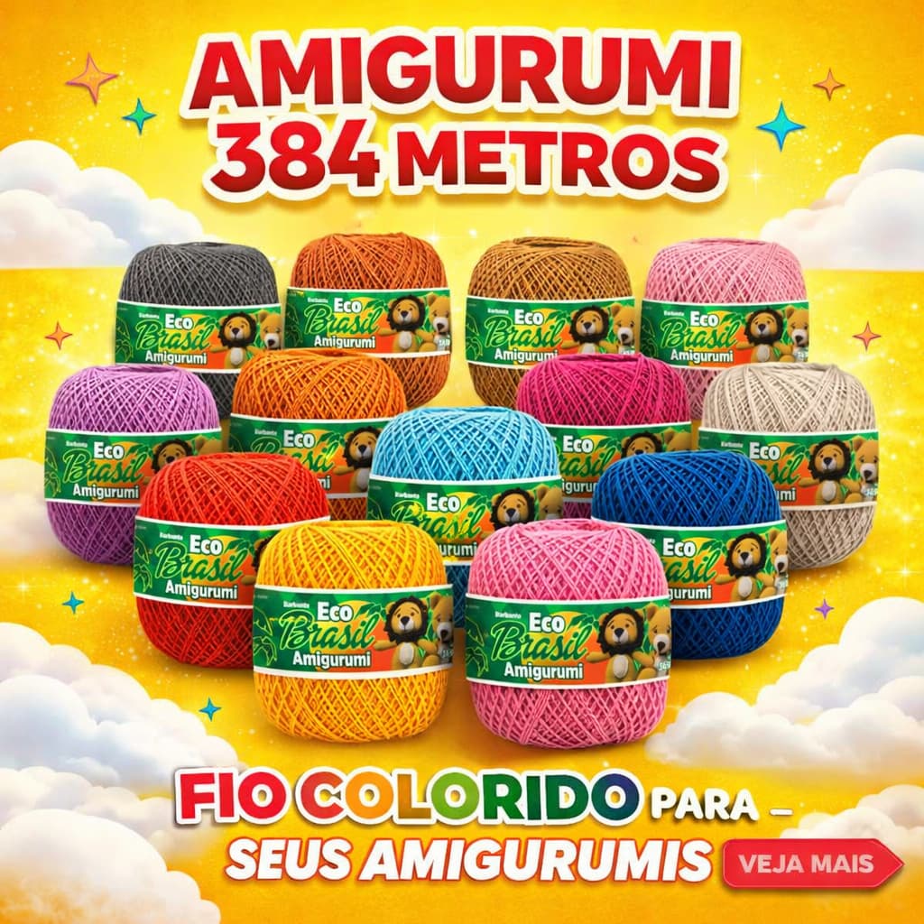 Linha Fio Amigurumi Eco Brasil 5mm 384 metros para Barbante Crochê e Artesanato