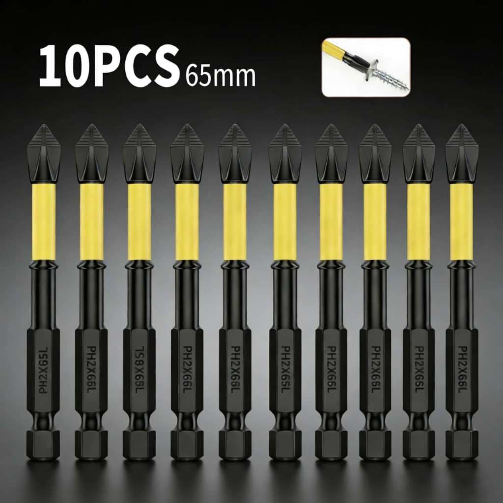 Kit com 10 Pontas Phillips PH2 em Aço Imantadas, para Parafusadeira Furadeira
