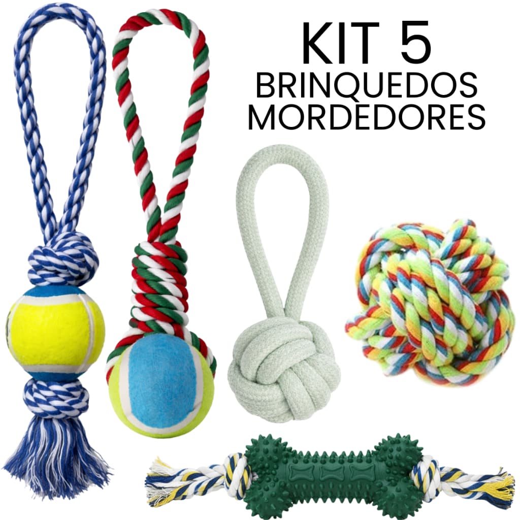 Kit Brinquedos para Cachorro Mordedores Puxadores Corda para Cachorro Brinquedos Pet Cabo de Guerra