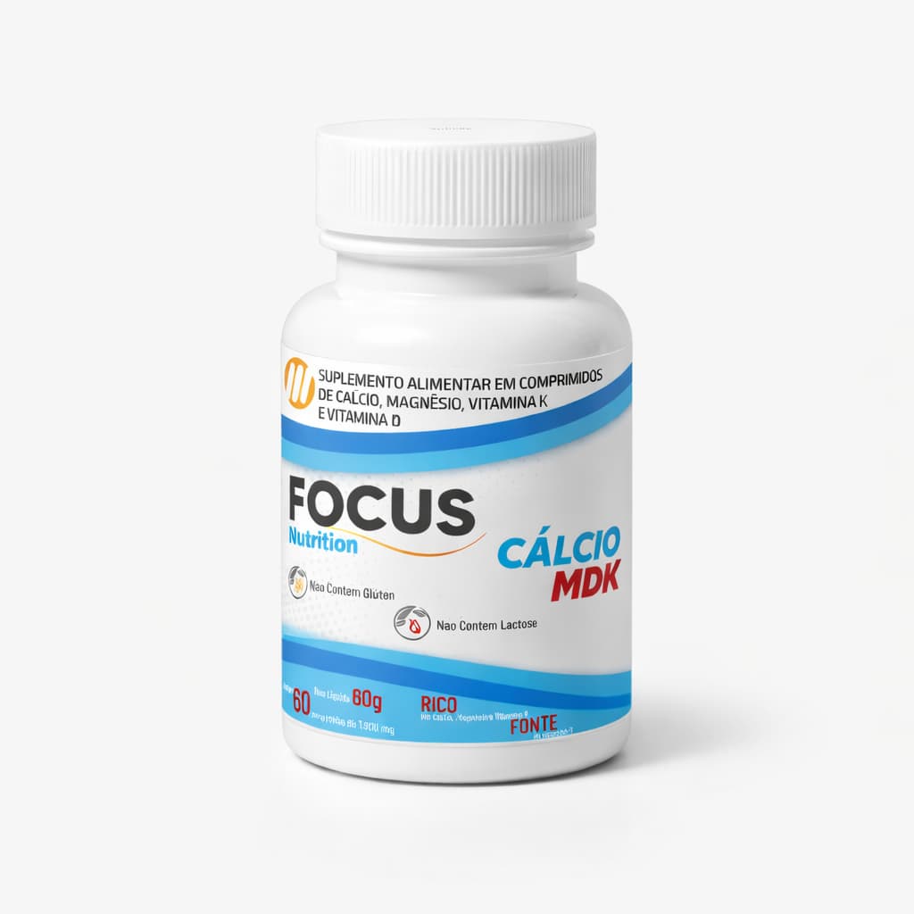 Cálcio + Magnésio + Vitamina D + Vitamina K MDK 1000mg 60 Comp Sem Gluten Sem Açucar