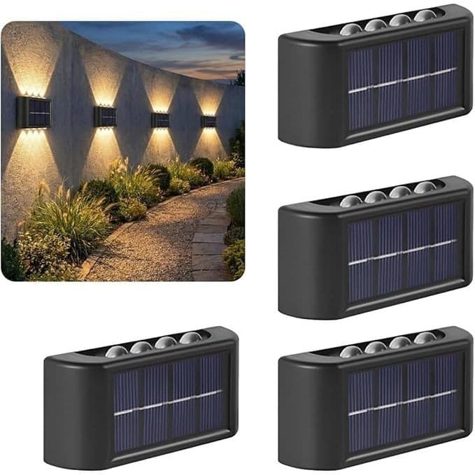 Luminárias Solares LED para Parede, Luminária para Área Externa, Jardim e Garagem, Branco Quente, Impermeável