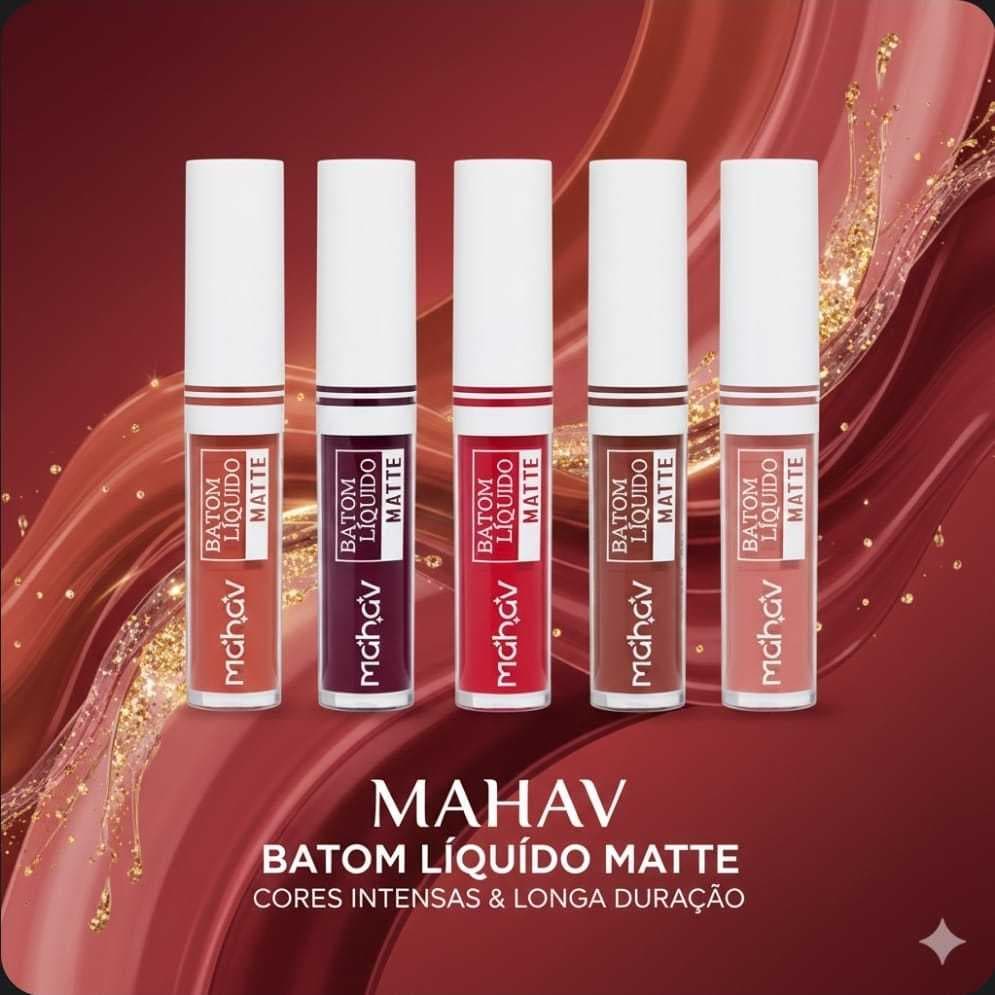 Batom Líquido Matte Cores Intensas & Longa Duração - Mahav - 5ML