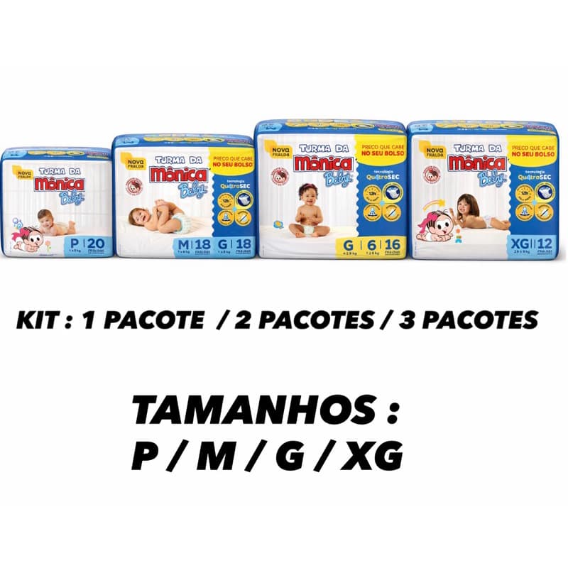 Fralda Turma da Mônica Baby Fraldas descartável,fraldas todos os tamanhos RN,P,M,G ,XG