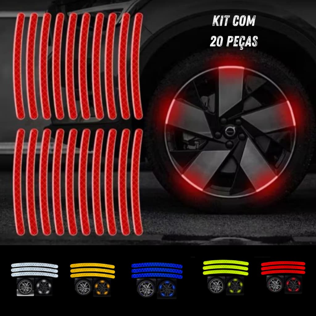 20 Peças Adesivos Para Roda de Moto Refletivos De Listras Decorativas Para Rodas De Carro
