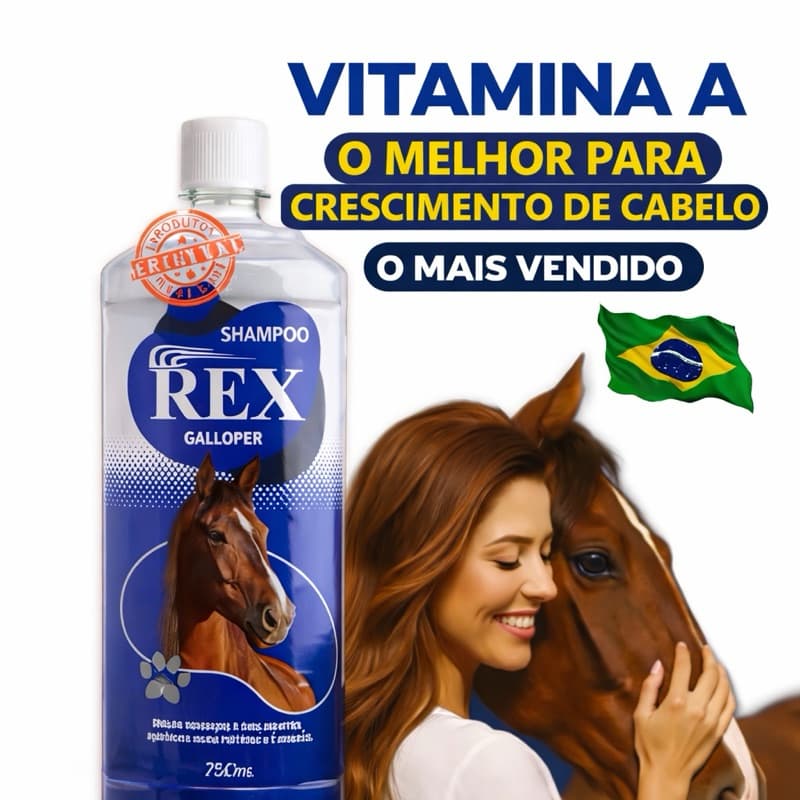 Shampoo Crescer Cabelos Rex Galloper para Cavalos | Pelos, Crina e Cauda | 750ml Original
