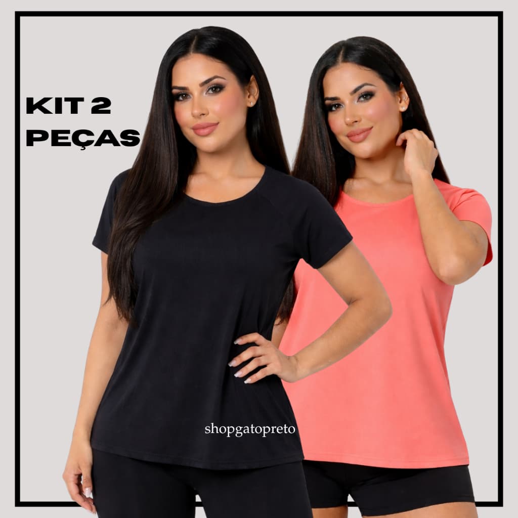 Kit 2 Camisetas Feminina Academia Dry Fit Lisa Treino Musculação