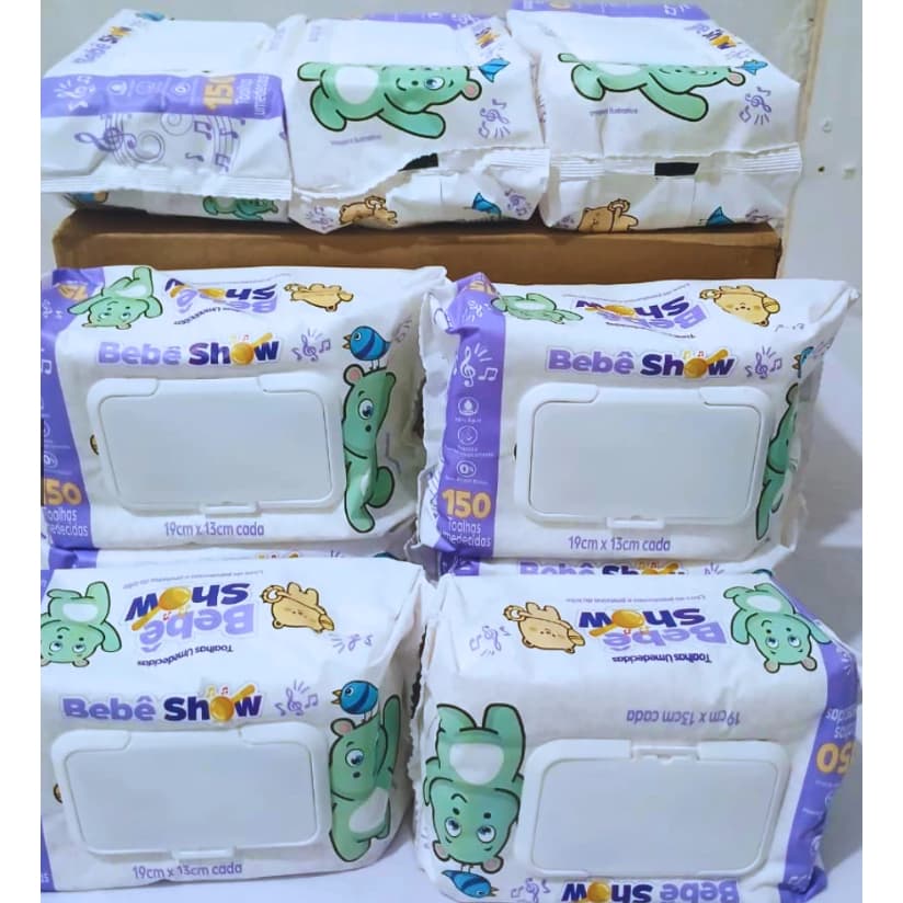 Kit Com 24 Upa Bebé Promoção 3360 Lenços Toalhas Umedecidas Bebê Show (24 PACOTES 140 Unidades cada) Sem Álcool Promoção
