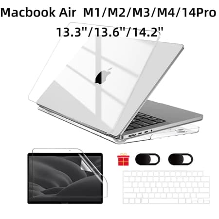 Brilhante Case Capa Macbook Acrílico + Capa Teclado e Pelicula de Gel Macbook Air M1/M2/M3/M4/M5/14.2Pro/Neo