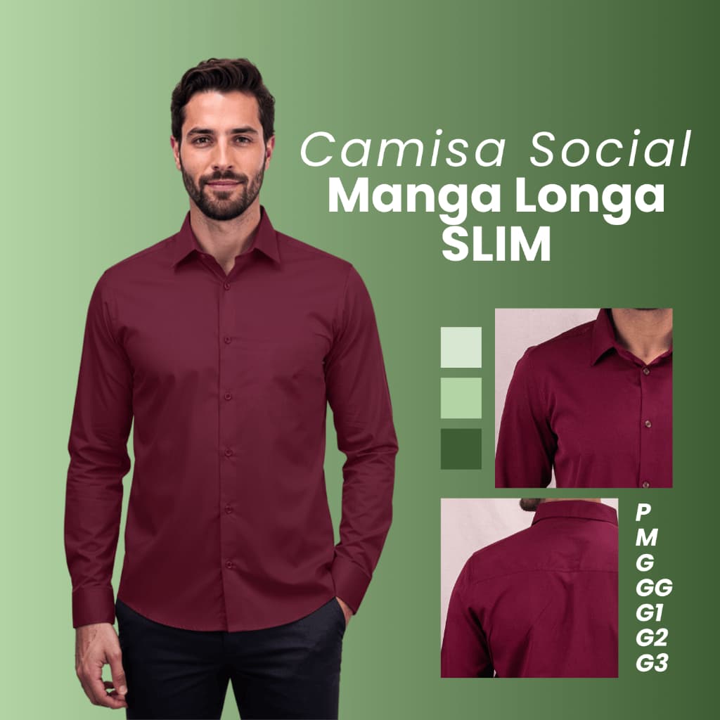 Camisa Social Masculina Manga Longa Slim Fit Blusa Social Masculina Algodão Premium Tecido Fresco Camiseta Social Macia