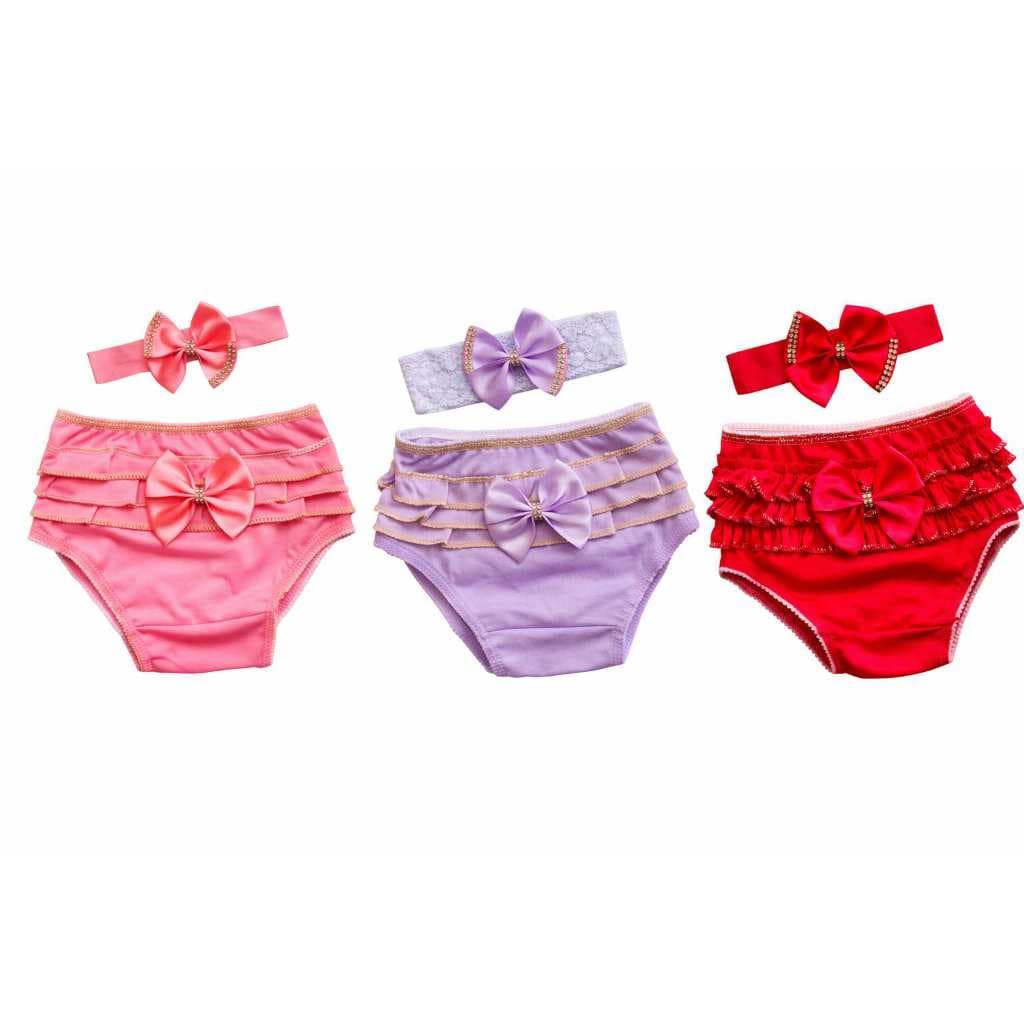 Conjunto Calcinha e Faixinha de Cabelo Kit Tapa Fraldas Bunda Rica com Faixinha de Cabelo Tapa Fraldas Luxo Envio Rápido