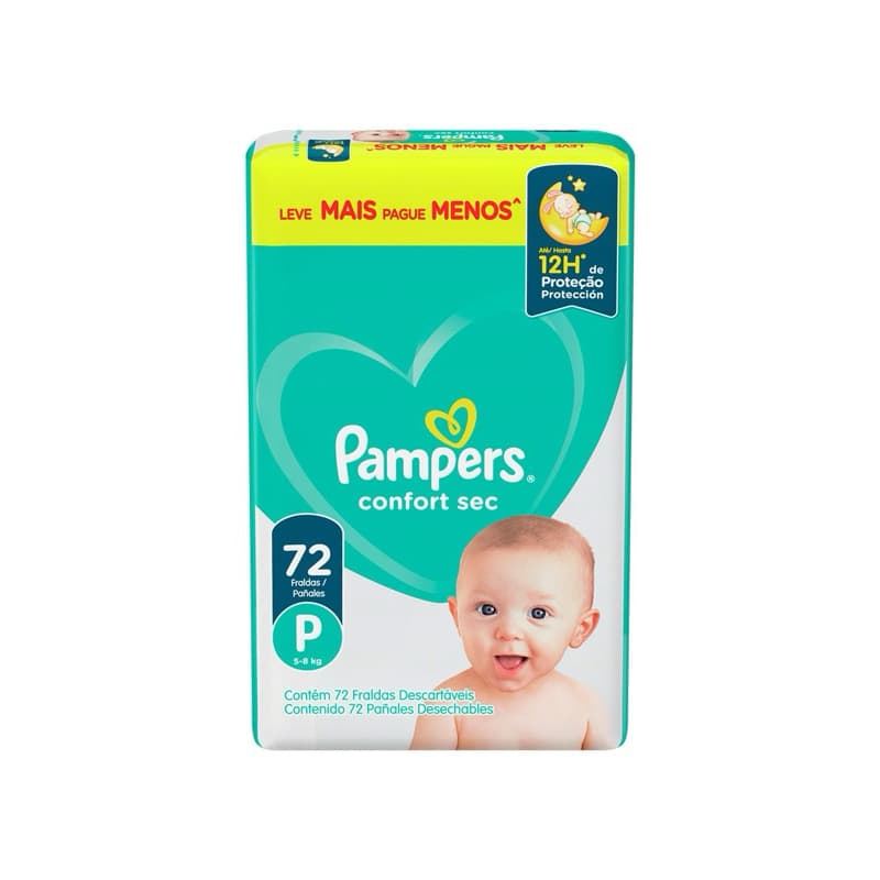 Fralda Pampers Confort Sec P Super Com 72 Unidades Fortebag