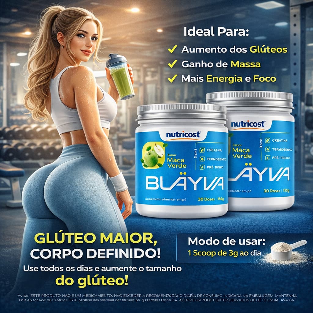 Blayva Termogênico - Pre Treino Em Pó 150g Sabor Maça Verde