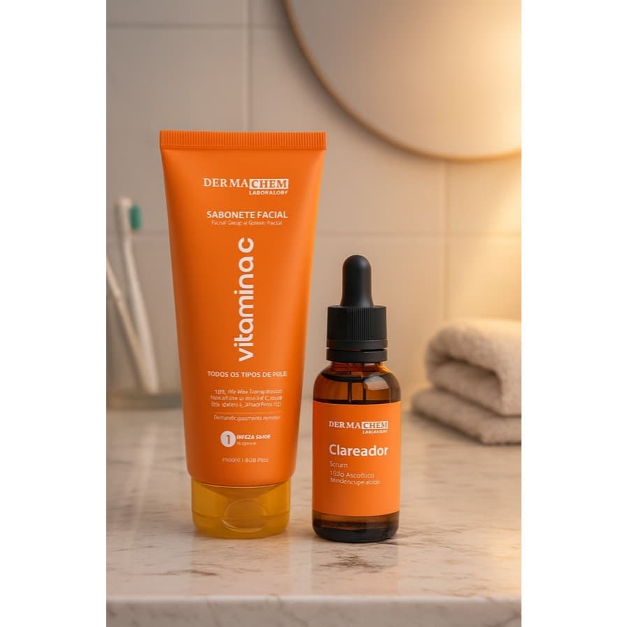 kit Clareador Vitamina C Sérum e Sabonete Facial dermachem
