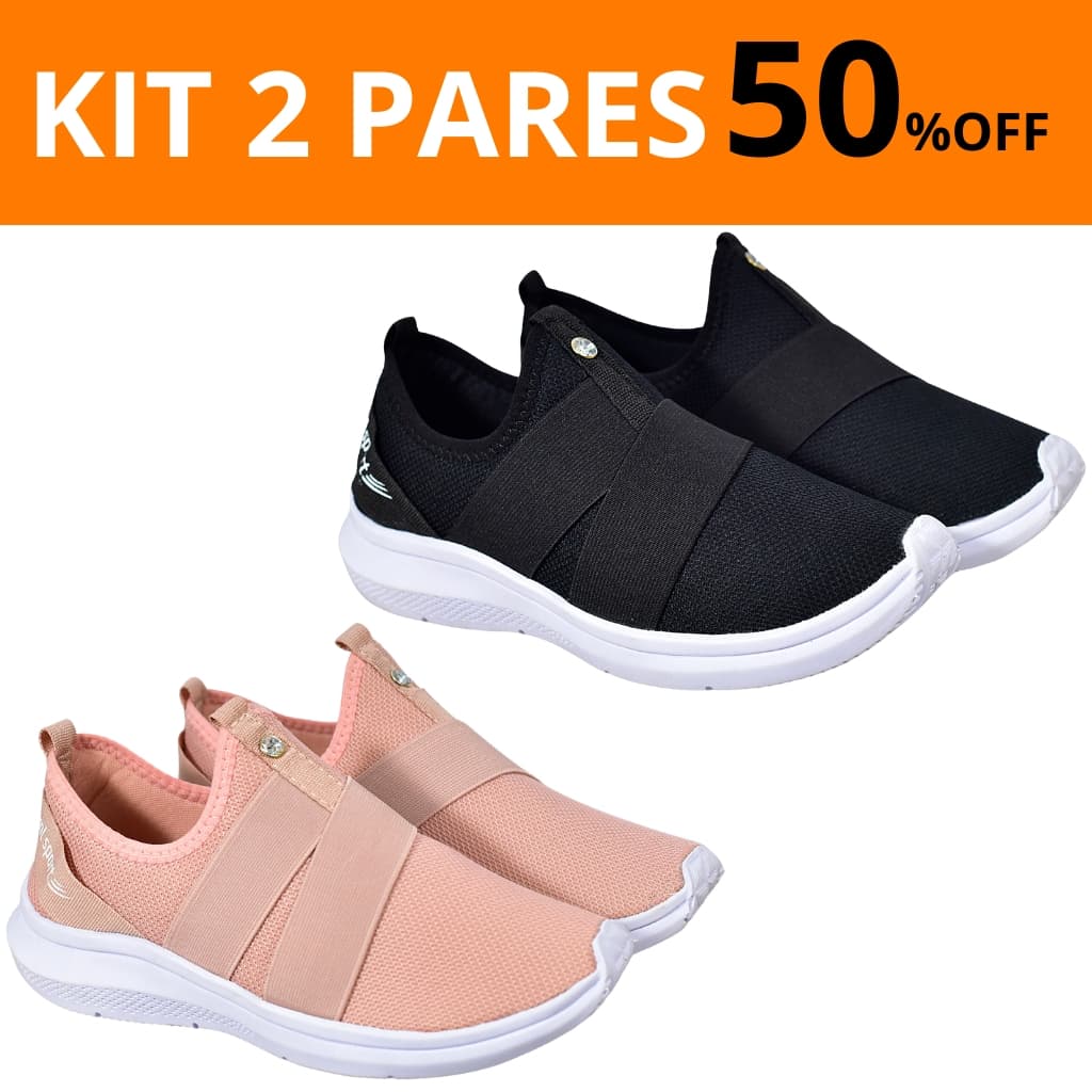 Kit 2 Tenis Feminino  Esportivo e Casual Confortavel Leve Macio Sapato Academia Caminhada Corrida