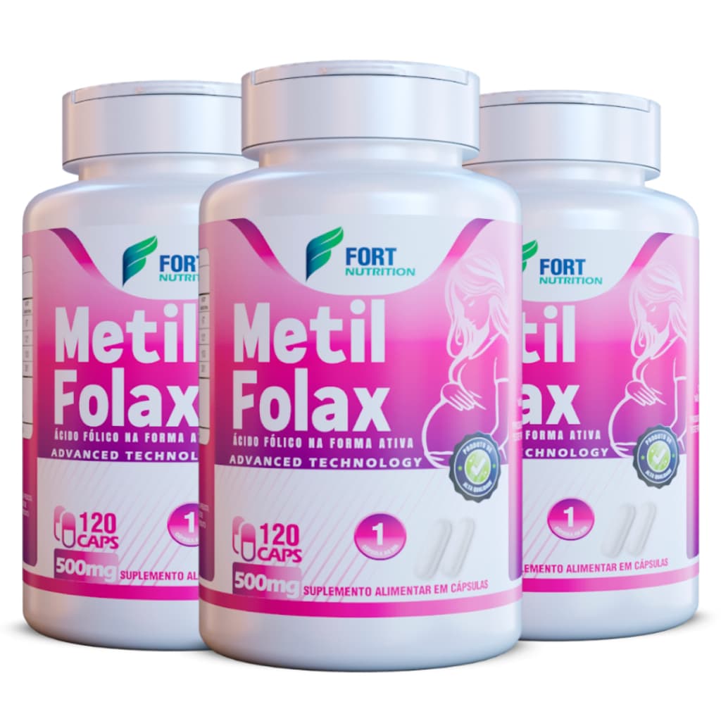 Suplemento Natural de Ácido Fólico Metilado Vitamina B9 Metil Folato 120 Capsulas 100% original