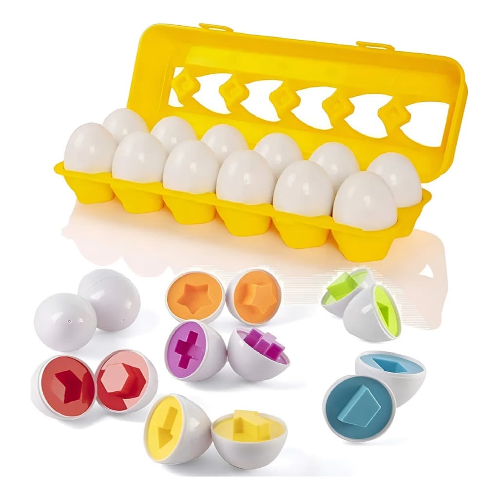 Brinquedo Educativo Jogo Encaixe Cartela 12 Ovos Coloridos Montessore COLORIDOS