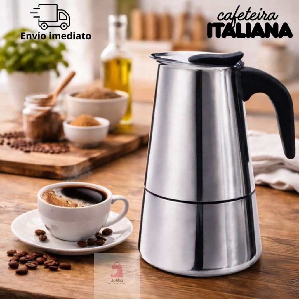 Cafeteira Inox Italiana Tipo Moka 450 Ml Prepara 9 Xícaras Café Expresso