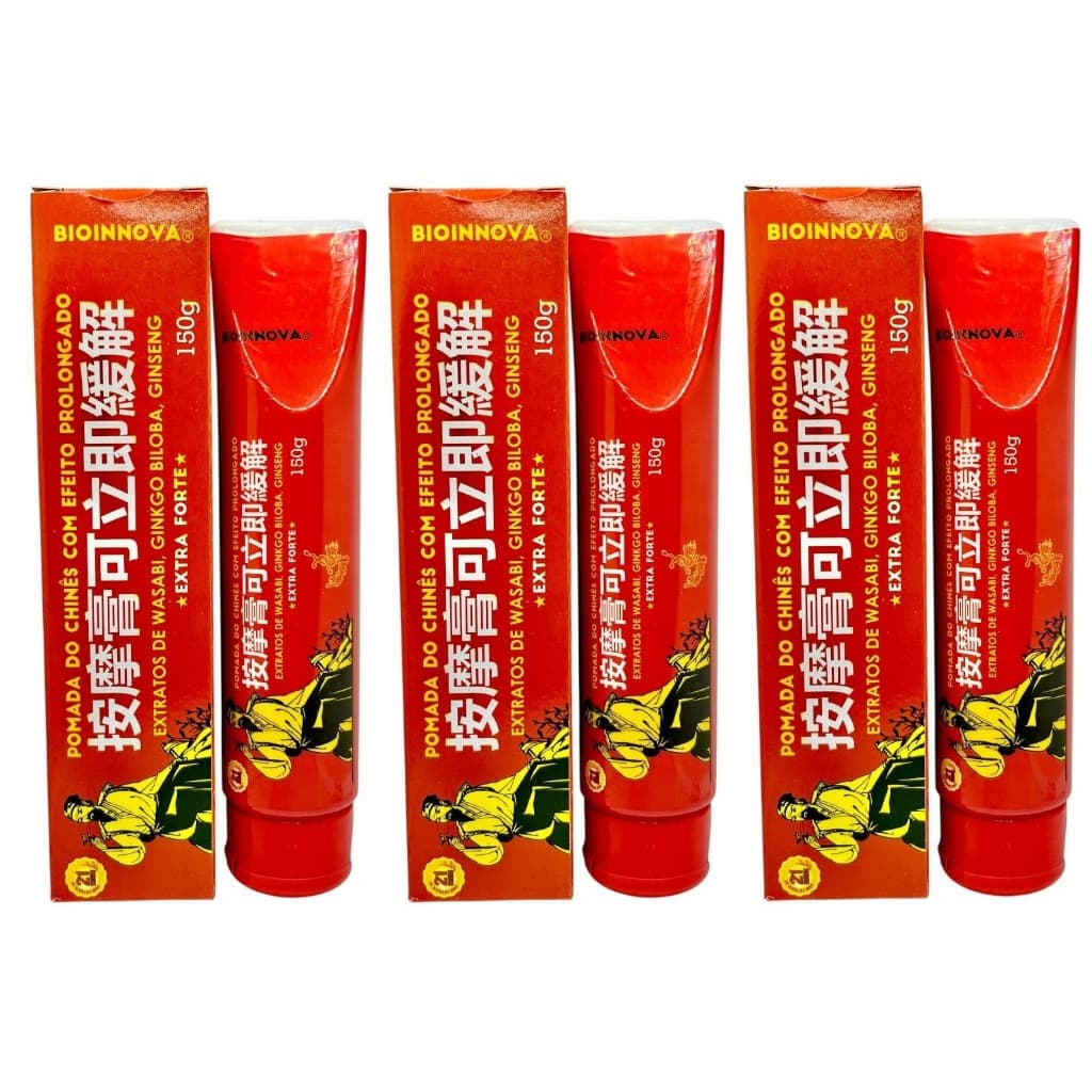 Kit 3 Pomadas do Chinês com Extratos - Extra Forte - Efeito Prolongado - 150g  - BioInnova