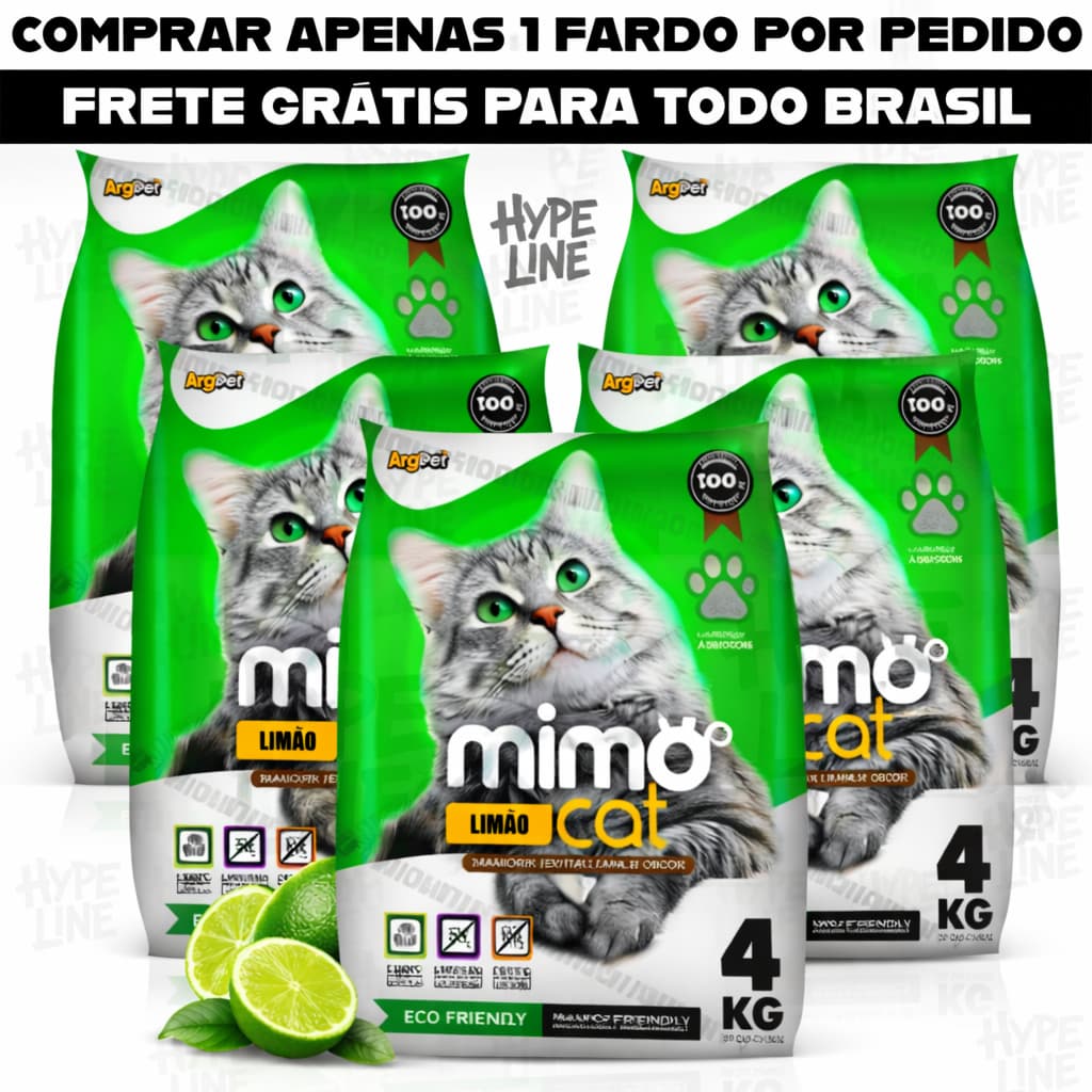 Kit 5 Granulado de Argila Higiênica de Gato Areia Forma Torrões Absorvente e Perfumado Mimocat 20KG