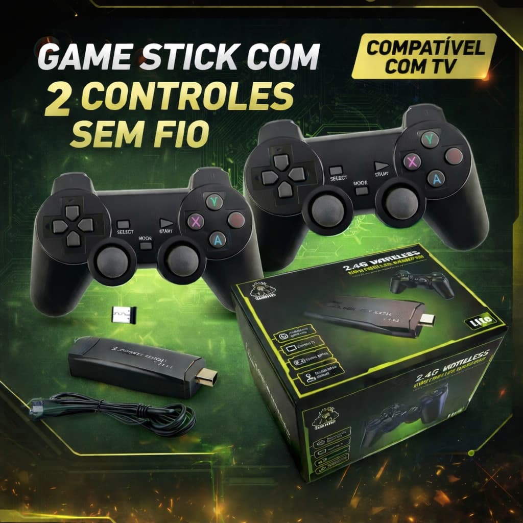 Console de videogame para TV, controle sem fio de 2,4 g, USB embutido 10.000 Classic, 9 emuladores clássicos, saída HDMI