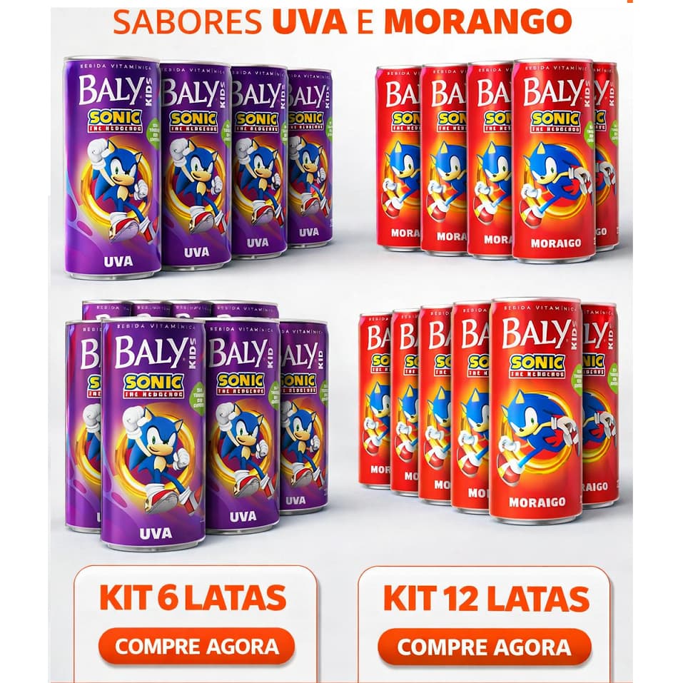 Energético Infantil Baly Kids Uva ou Morango | Bebida Vitamínica para Crianças