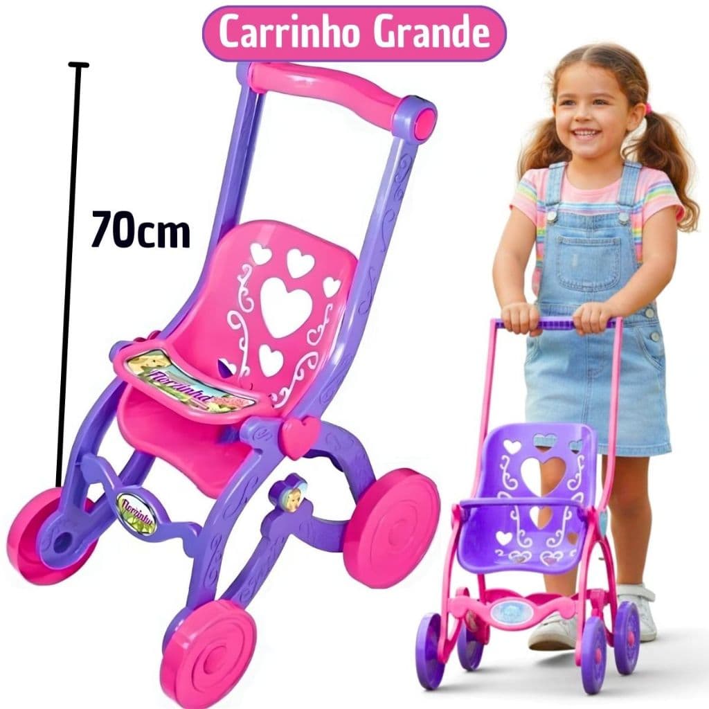Carrinho De Boneca Bebê Reborn Brinquedo Menina Desmontável