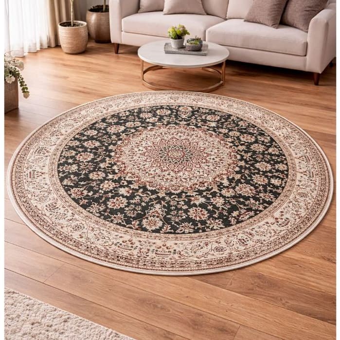 Tapete Belga Redondo 1,60m Antiderrapante – Ideal para Sala, Quarto e Decoração oferta imperdivel