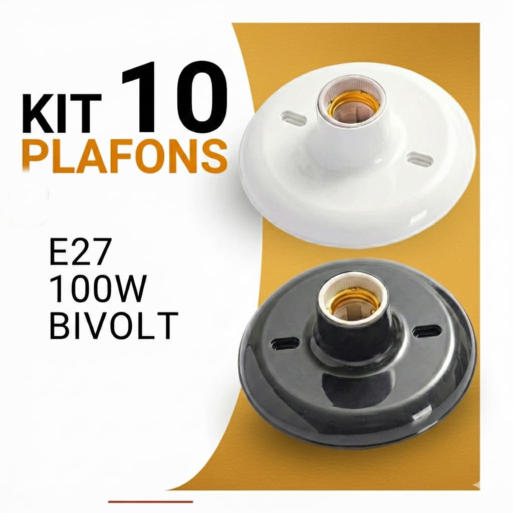 Kit Luminária Plafon Plafonier Redondo para Lâmpada Bocal E27 110/220V Teto Parede