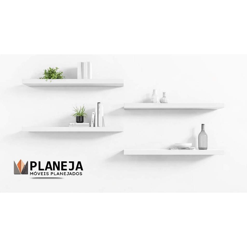 Prateleiras MDF 140x20cm  Branca - Freijó  - Preta 15mm  |  Suporte Invisível | Parede