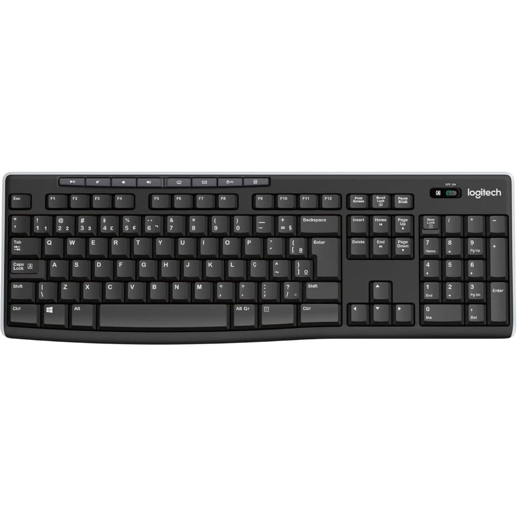 Teclado sem fio Logitech K270 com 8 Teclas Multimídia Conexão USB Layout ABNT2