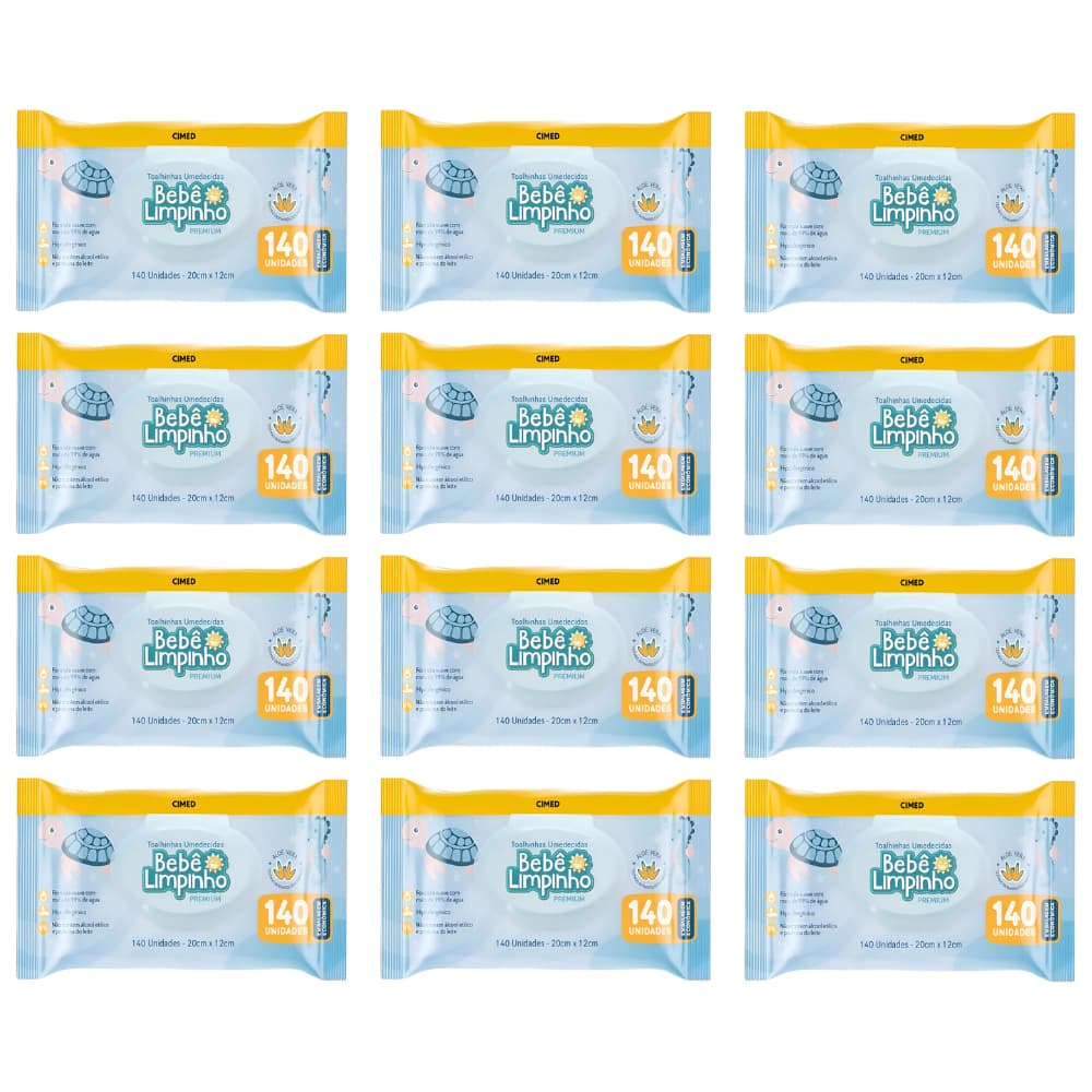 KIT COM 1.680 TOALHAS UMEDECIDAS BEBÊ LIMPINHO PREMIUM - CIMED