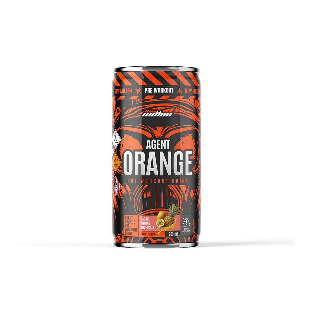 Pré Treino Agent Orange Pre Workout New Millen Bebida Pronta Energia Foco