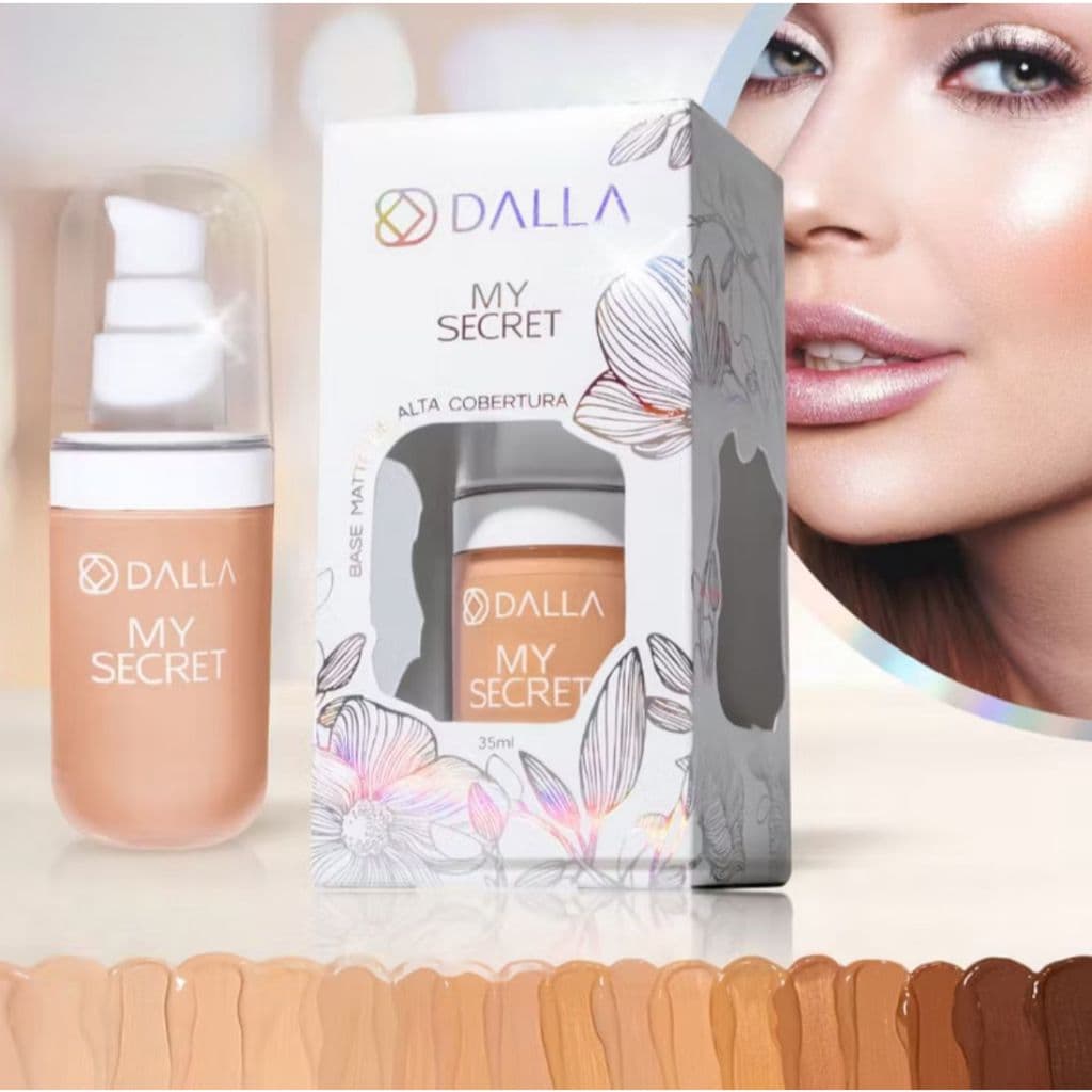 Base Líquida Dalla My Secret com Cobertura Alta e efeito matte 35mL